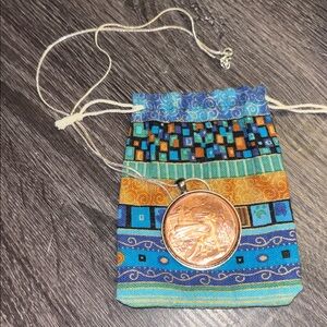 Welsh Red Dragon Copper Coin and Sterling Silver Pendant Necklace